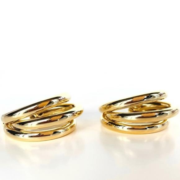 New 18K Gold Chunky Hoops Earrings, NICE EARRINGS, CUTE EARRINGS - Picture 3 of 6